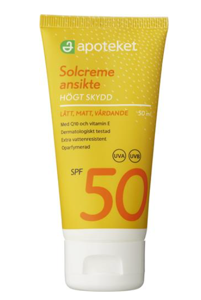 Face sunscreen SPF 50 (solcreme ansikte)